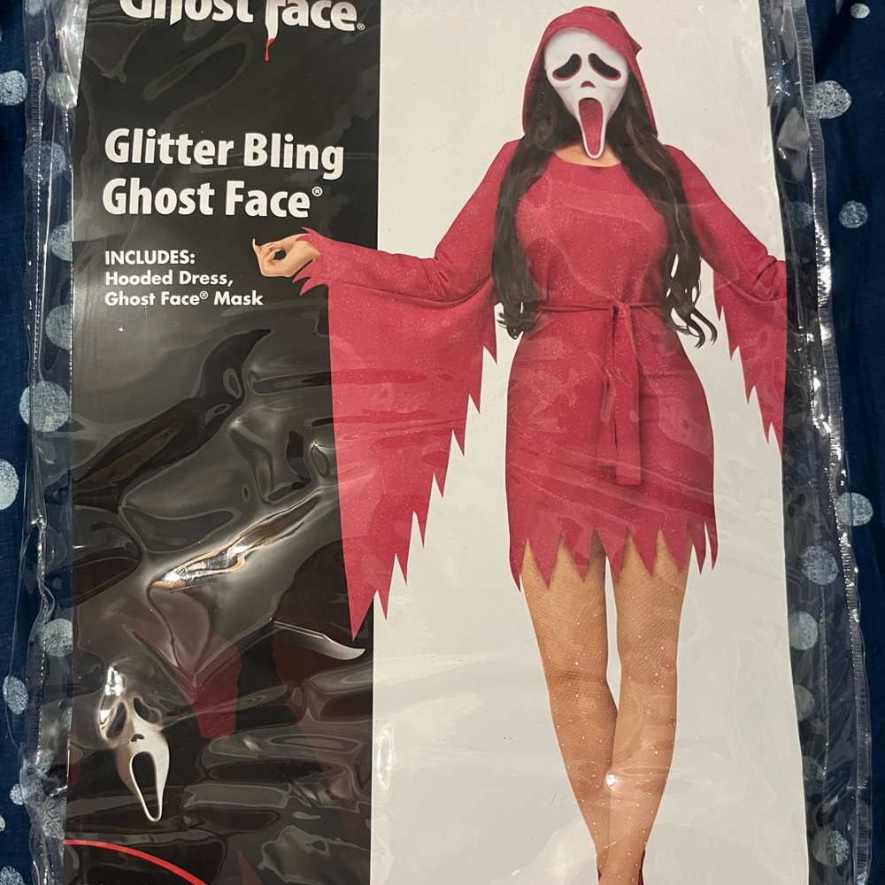 Esprit Pink Glitter Bling Ghost Face Costume - Red